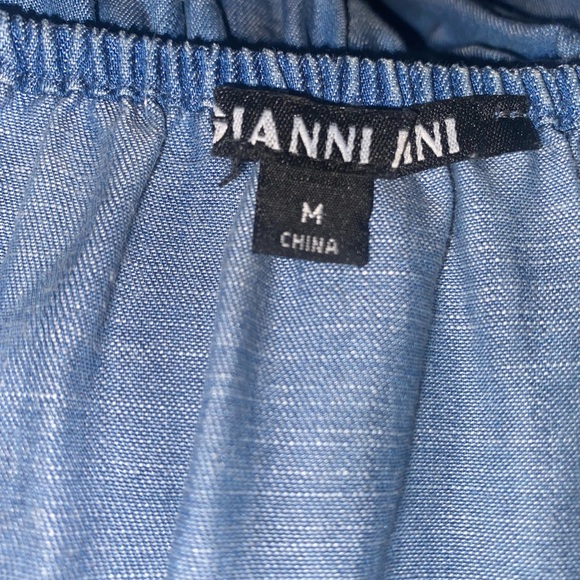 GIANNI BINI off the shoulder denim look top Size M - Picture 5 of 5